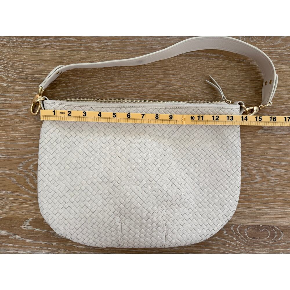 Quince Italian Leather Convertible Crescent Handwoven Shoulder Bag, Color: Bone - Picture 7 of 9